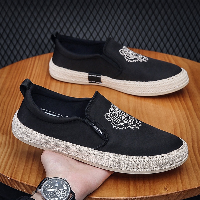 Espadrille Slip On - black Breathable shoes for man luxury