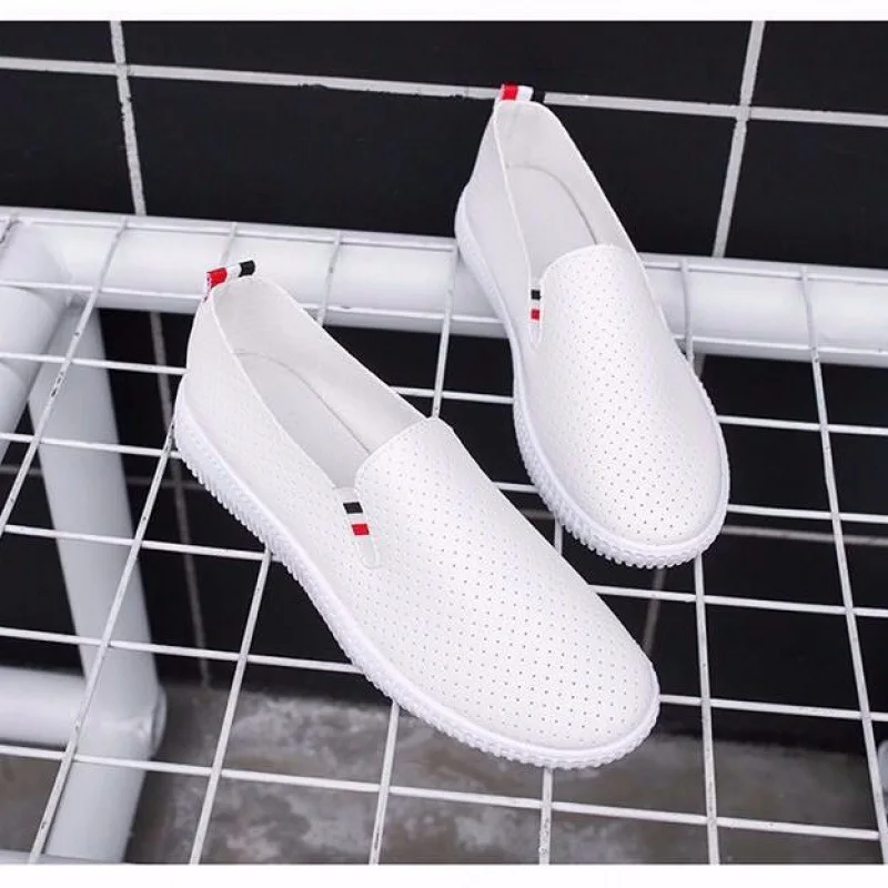 Women Sneakers White Flats Cut - Espadrille Slip On recension och pris