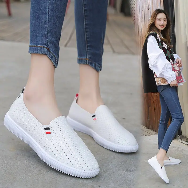 Women Sneakers White Flats Cut - Espadrille Slip On recension och pris