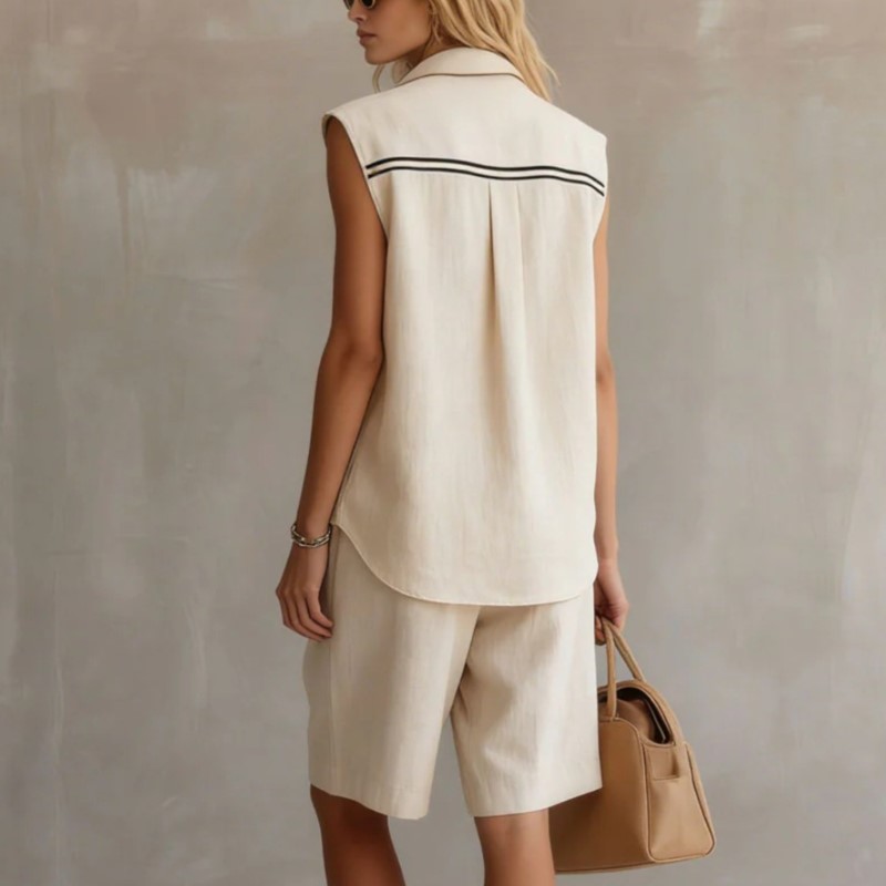 Summer Fashion Solid Linen Ble - Shirt Camp Collar recension och pris