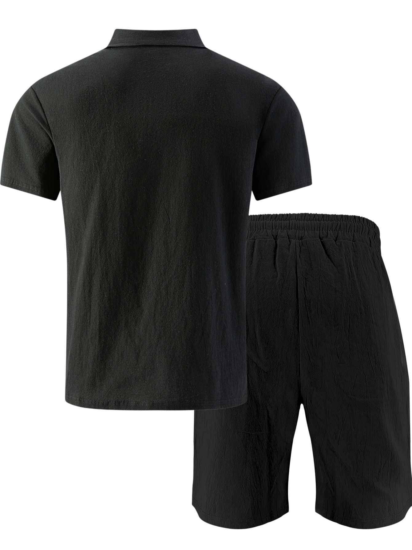 Men's Textured Linen Polo Shor - Short Linen Drawstring recension och pris