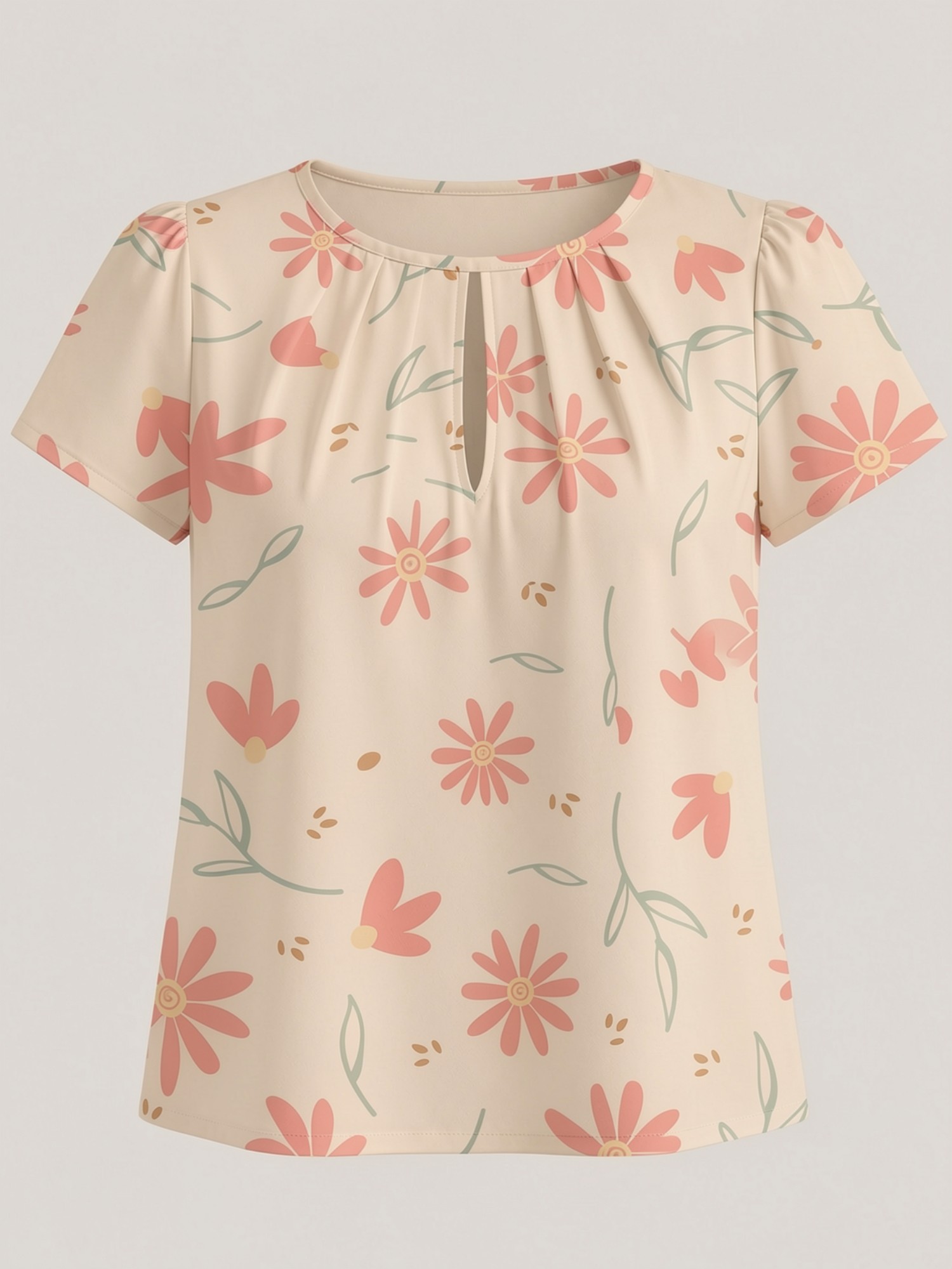 2026 New Women's Round Neck El - Resort Shirt Floral recension och pris