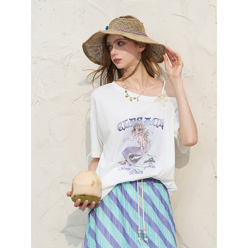 ELFSACK Women's Off Shoulder W - Tee Graphic Print recension och pris