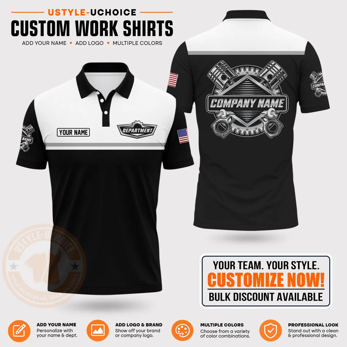 Custom Mechanic Work Pattern P - Polo Shirt Pique recension och pris