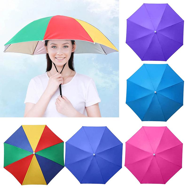 Hot! Head-mounted Umbrella Fol - Bucket Hat Straw recension och pris