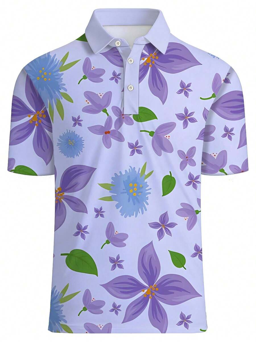 Mens Floral Print Pique Shirt  - Polo Shirt Pique recension och pris