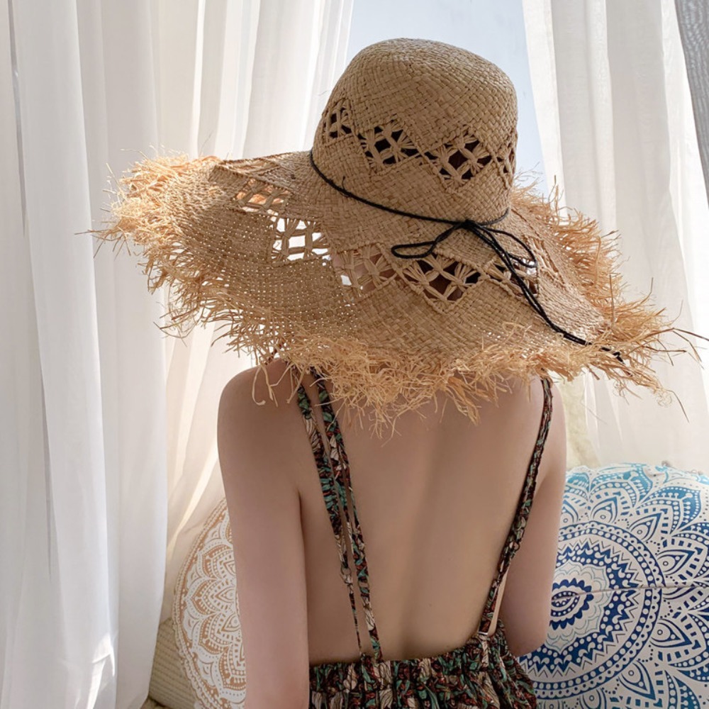 New Large Wide Brim Straw Hat  - Bucket Hat Straw recension och pris