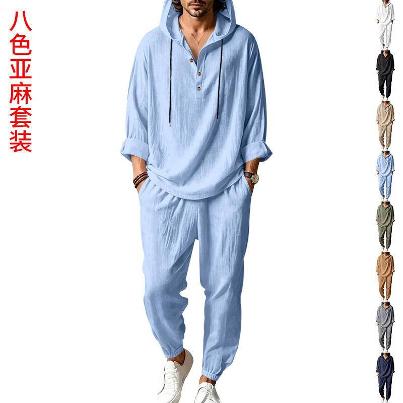 Men's Summer Linen 2 Piece Set - Short Linen Drawstring recension och pris