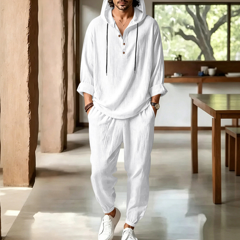 Men's Summer Linen 2 Piece Set - Short Linen Drawstring recension och pris