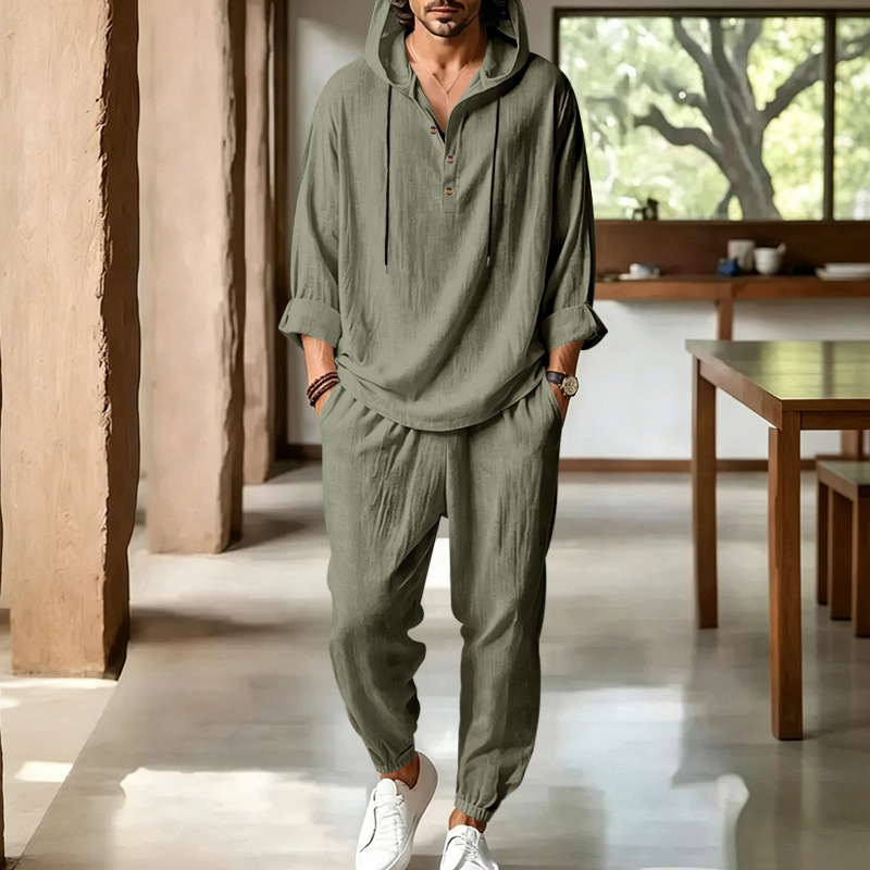 Men's Summer Linen 2 Piece Set - Short Linen Drawstring recension och pris