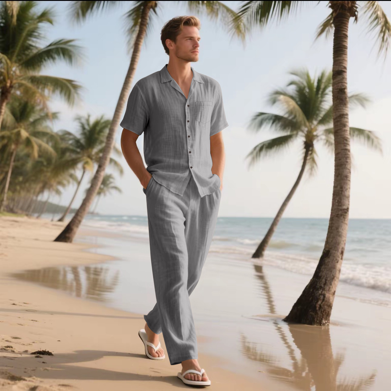 Summer Men's New Linen Casual  - Short Linen Drawstring recension och pris