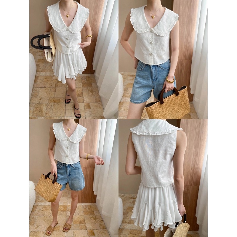 2025 Linen Cotton Sweet and Ge - Shirt Camp Collar recension och pris
