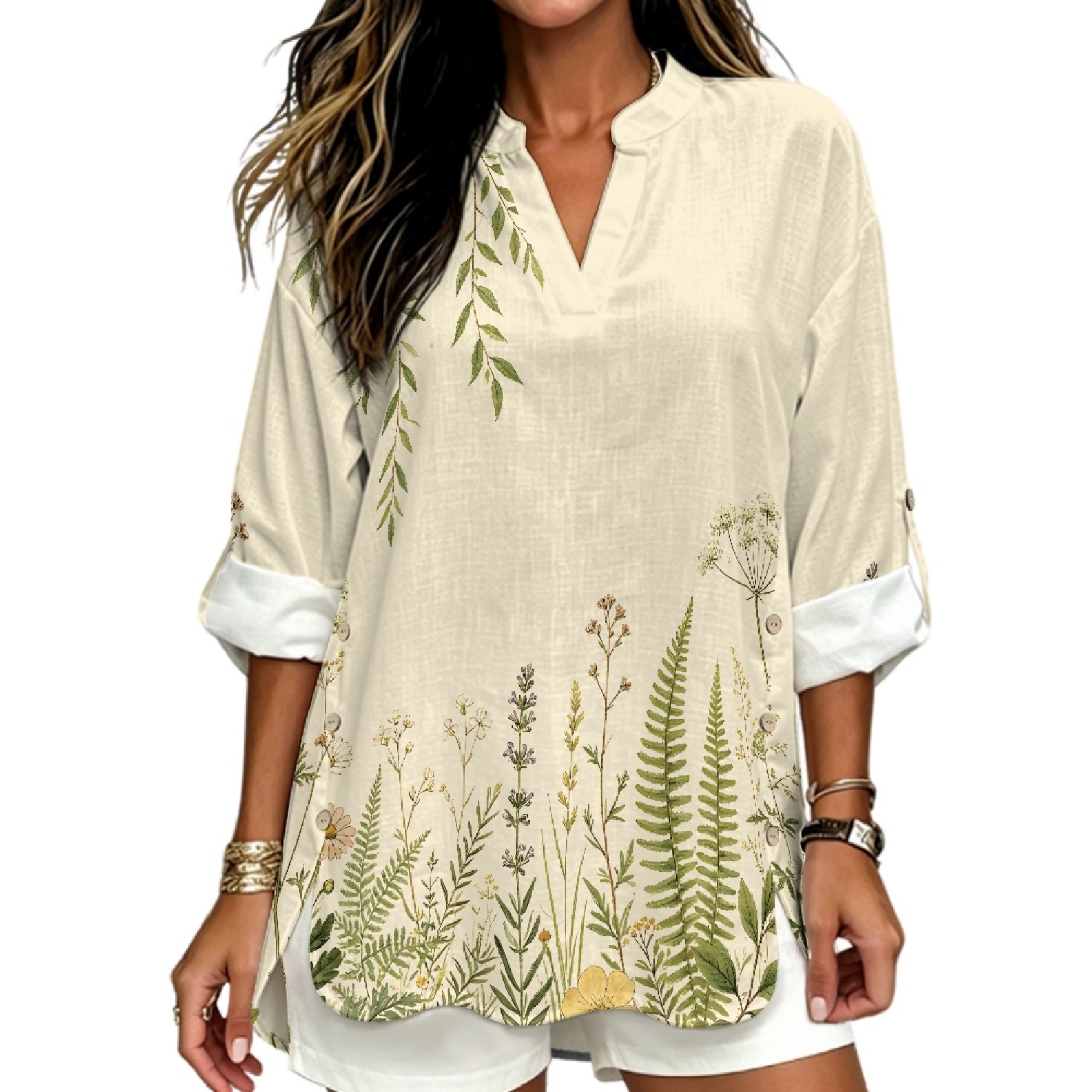 INSTANTARTS Women'S Linen V-Ne - Linen Shirt Breathable recension och pris
