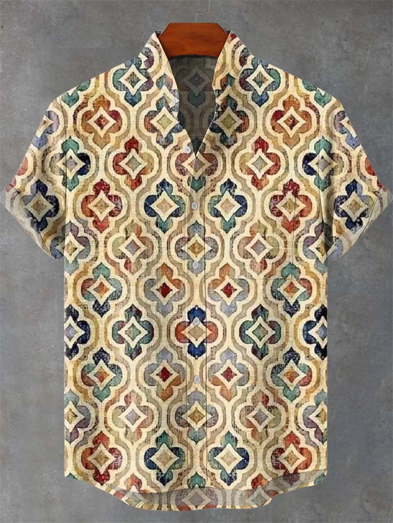 Men's Art Shirt Vintage Abstra - Linen Shirt Breathable recension och pris