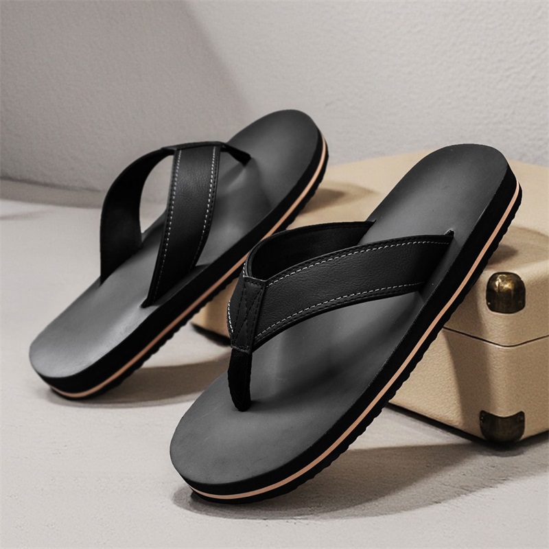Men's Vintage Washed Faux Leat - Flip Flop Leather Men recension och pris