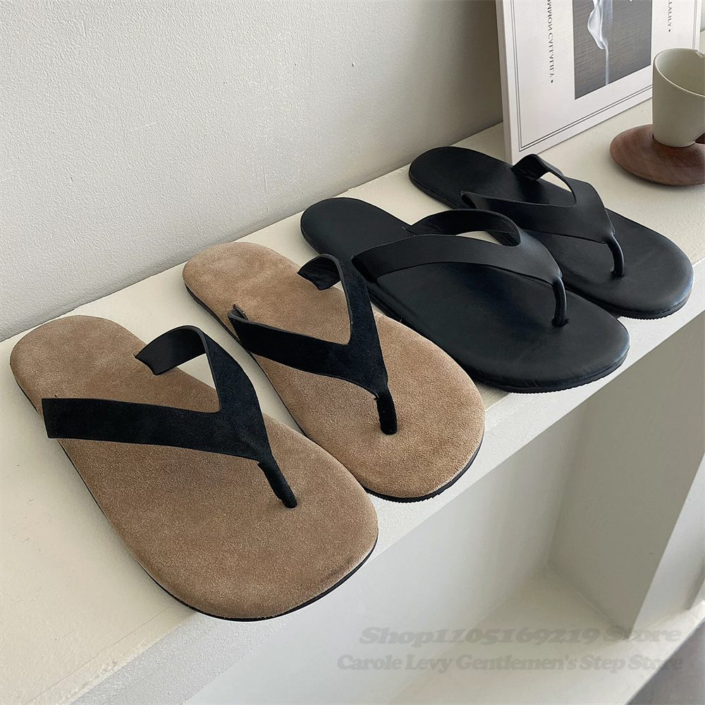 Vintage Style Cow Suede Clip O - Flip Flop Leather Men recension och pris