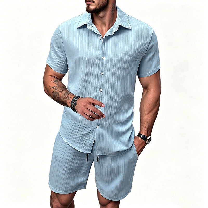 2026 New Men Vertical Wrinkle  - Shirt Camp Collar recension och pris
