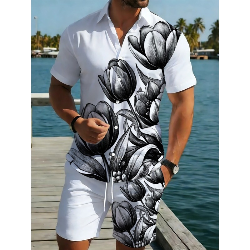 Mens White Floral Print Shirt  - Resort Shirt Floral recension och pris