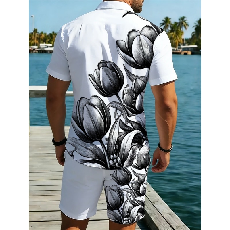 Mens White Floral Print Shirt  - Resort Shirt Floral recension och pris