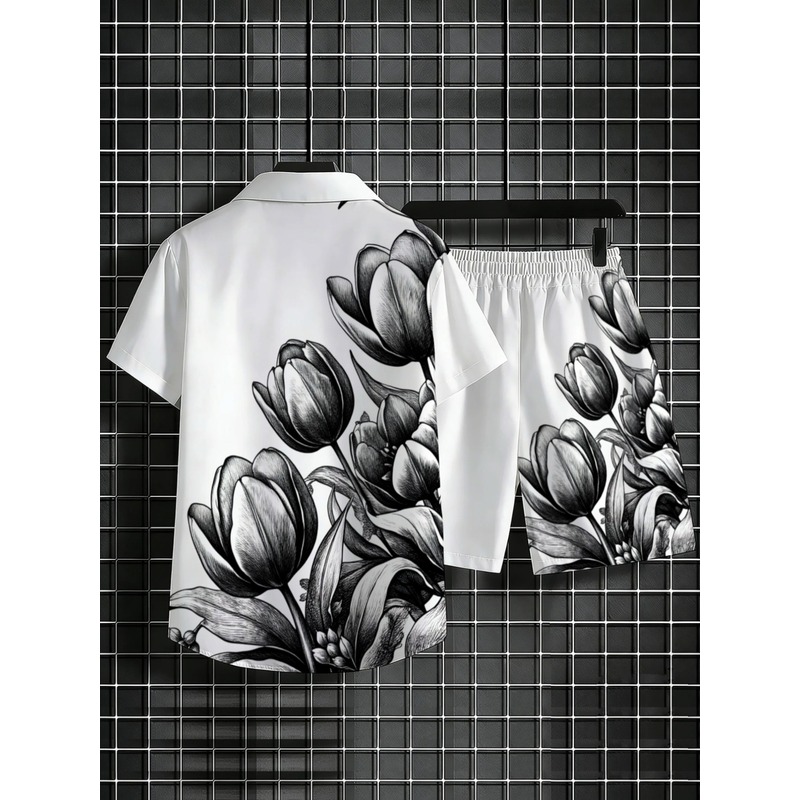 Mens White Floral Print Shirt  - Resort Shirt Floral recension och pris