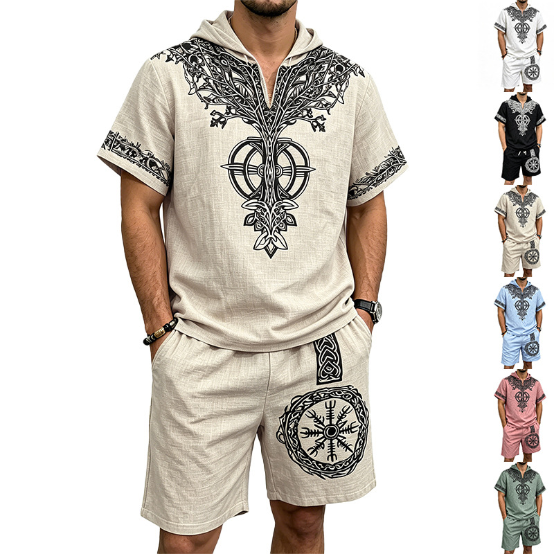 Men Linen Look Viking Tree Pri - Short Linen Drawstring recension och pris