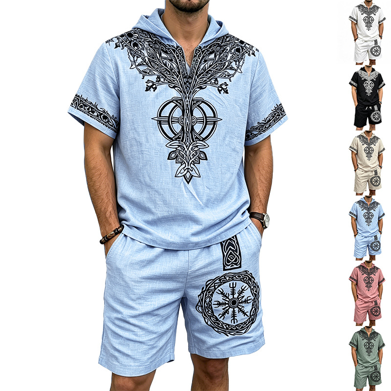 Men Linen Look Viking Tree Pri - Short Linen Drawstring recension och pris