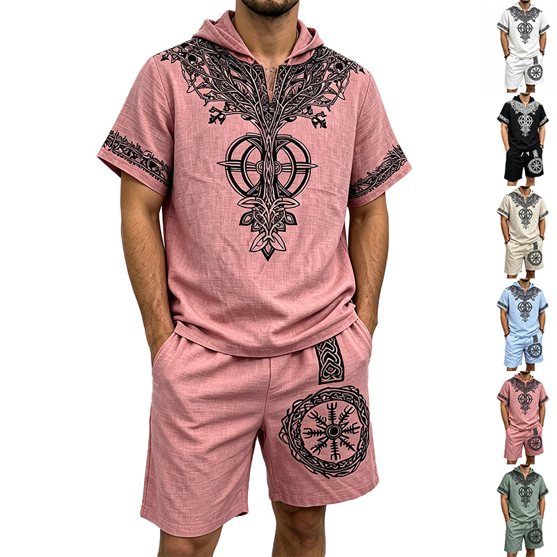 Men Linen Look Viking Tree Pri - Short Linen Drawstring recension och pris