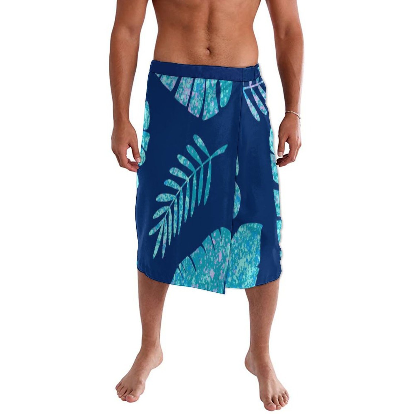 Blue Floral Polynesian Beach W - Sarong Men Wrap recension och pris