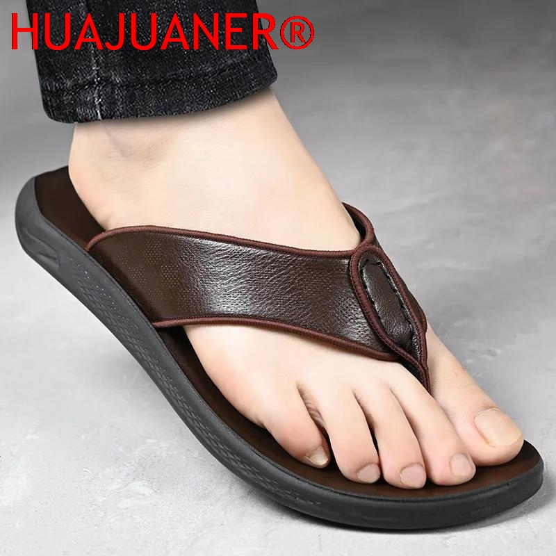 Casual Outdoor Men's Sandals S - Flip Flop Leather Men recension och pris