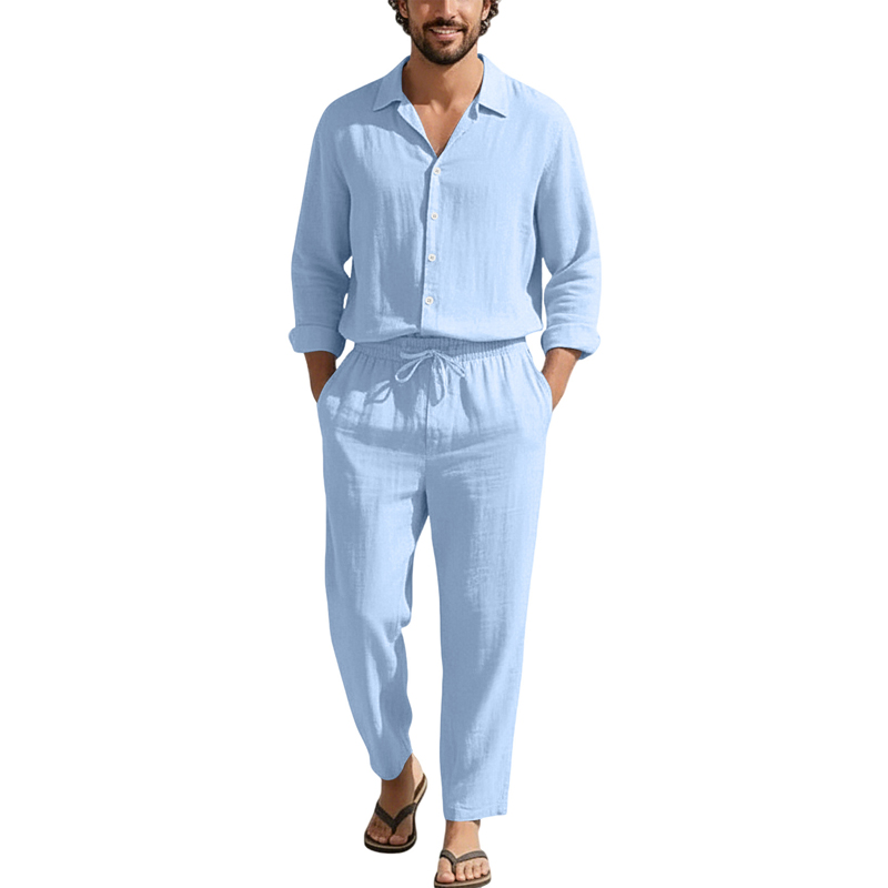 Spring Summer Linen Casual Set - Linen Shirt Breathable recension och pris